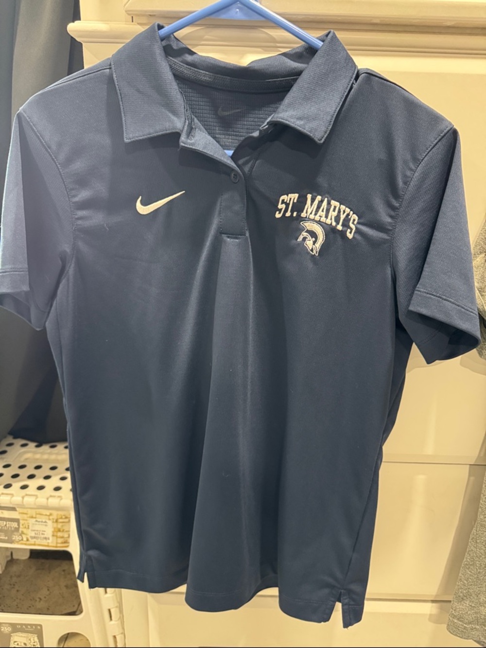 Women’s Nike Navy Blue St. Mary's Polo Shirt with White Logo